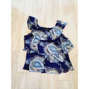 Lane Bryant 22/24 Women’s Dressy Sleeveless Blue Layered Top Paisley Lined‎